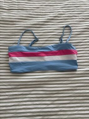 l*space Blue Pink White Striped Bikini Top